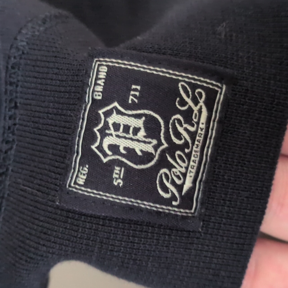 ✨ POLO Ralph Lauren Chenille P Double Knit Logo Performance Crew Neck Size L - Picture 4 of 7